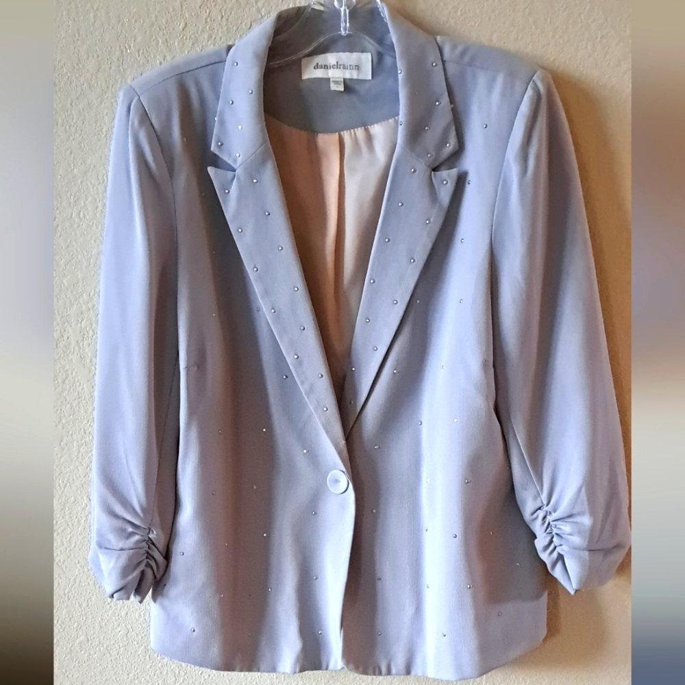 Danielrainn grey blazer with small silver   beads, size L, pre-owned